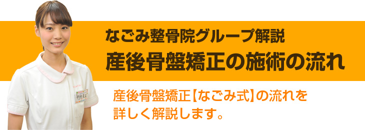 産後骨盤矯正【なごみ式】の施術の流れ